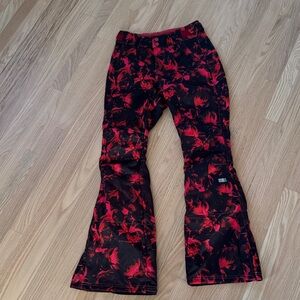 O'Neill Black and Red Floral Flare ski Pants
